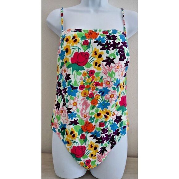 J. Crew WY5238 Women's Sz 6 Vibrant Garden Bandeau One-Piece Swimsuit - Picture 1 of 12